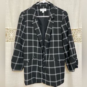 Elle work blazer suit jacket Spring 3/4 ruched sleeves XL